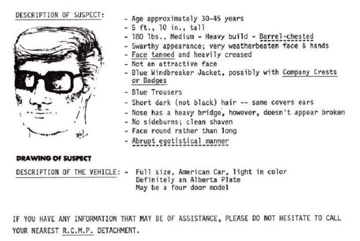 Original police report for Kelly Cook. She was abducted April 22, 1981 from Standard, Alta.