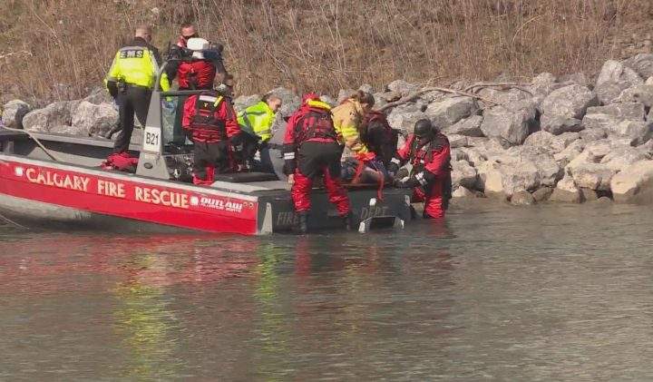 A man was pulled from the Bow River by emergency crews in Calgary on Saturday.