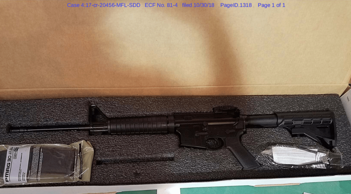 Evidence photo of the firearm Amor Ftouhi tried to buy at a Michigan gun show prior to his attack.