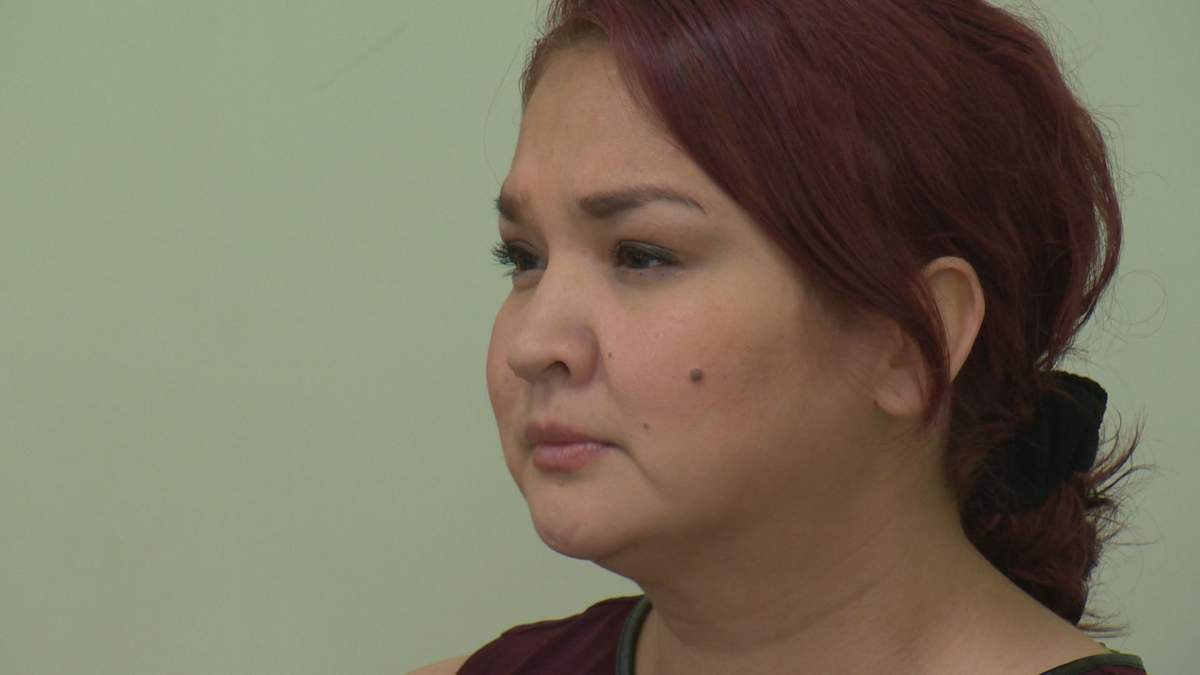 Nadine Machiskinic’s aunt, Delores Stevenson, speaks to the media on Monday, just days after the Regina Police Service made the RCMP’s review regarding Machiskinic’s death public.