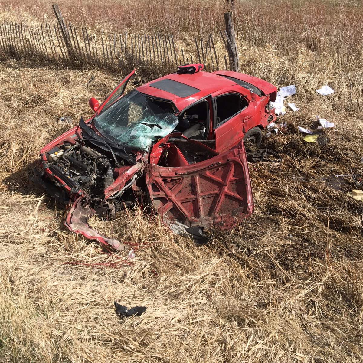 This vehicle collided with a train Wednesday afternoon in the RM of Springfield.