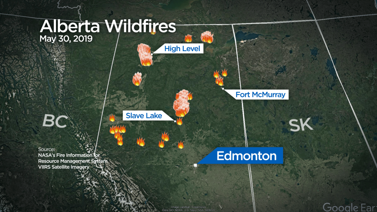 Alberta wildfires as of May 30, 2019.