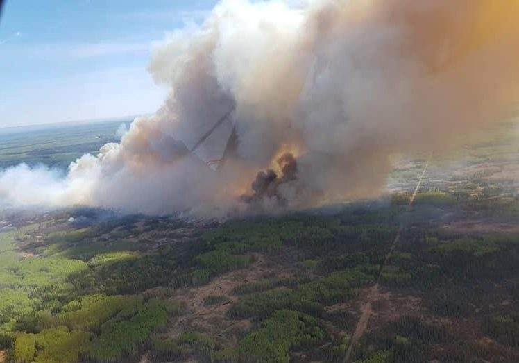 The wildfire burning near Manning, Alberta, on May 30, 2019.