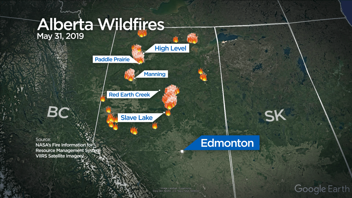 Alberta wildfire situation as of 2 p.m. on Friday, May 31, 2019.