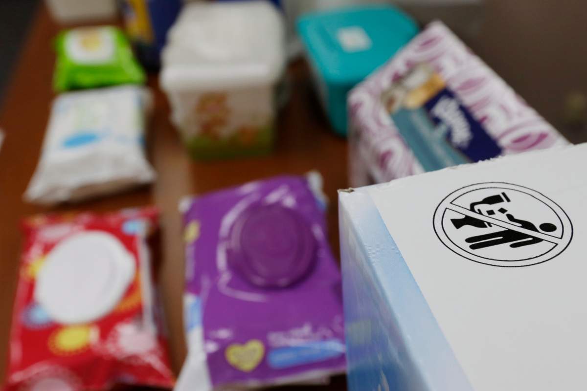 Increasingly popular bathroom wipes, thick, pre-moistened towelettes that are advertised as flushable, are creating clogs and backups in sewer systems.