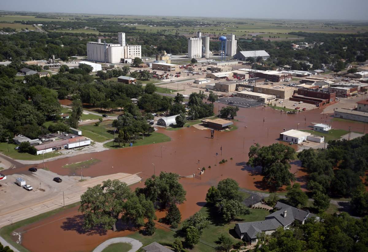 Flooding in Kingfisher, Okla. is pictured Tuesday, May 21, 2019. Flooding following heavy rains was an issue across the state.
