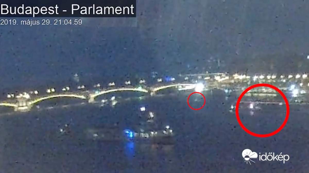 A still from surveillance footage shows the moment believed to be the incident that led to sinking of the tourist boat, in Budapest, Hungary May 29, 2019.