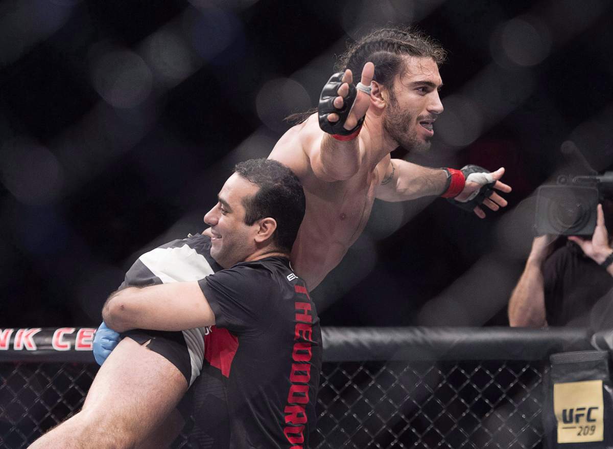 Elias Theodorou from Mississauga, Ont. celebrates his unanimous decision over Cezar Ferreira from Brazil in a middleweight bout at UFC Fight Night in Halifax on Sunday, Feb. 19, 2017. Is the UFC coming to Canada or is it the other way around. UFC Ottawa Fight Night is set to invade Canadian Tire Centre Saturday, and although the main bout features two American fighters, there is no shortage of Canadians on the card that are looking to leave a mark in more ways than one.