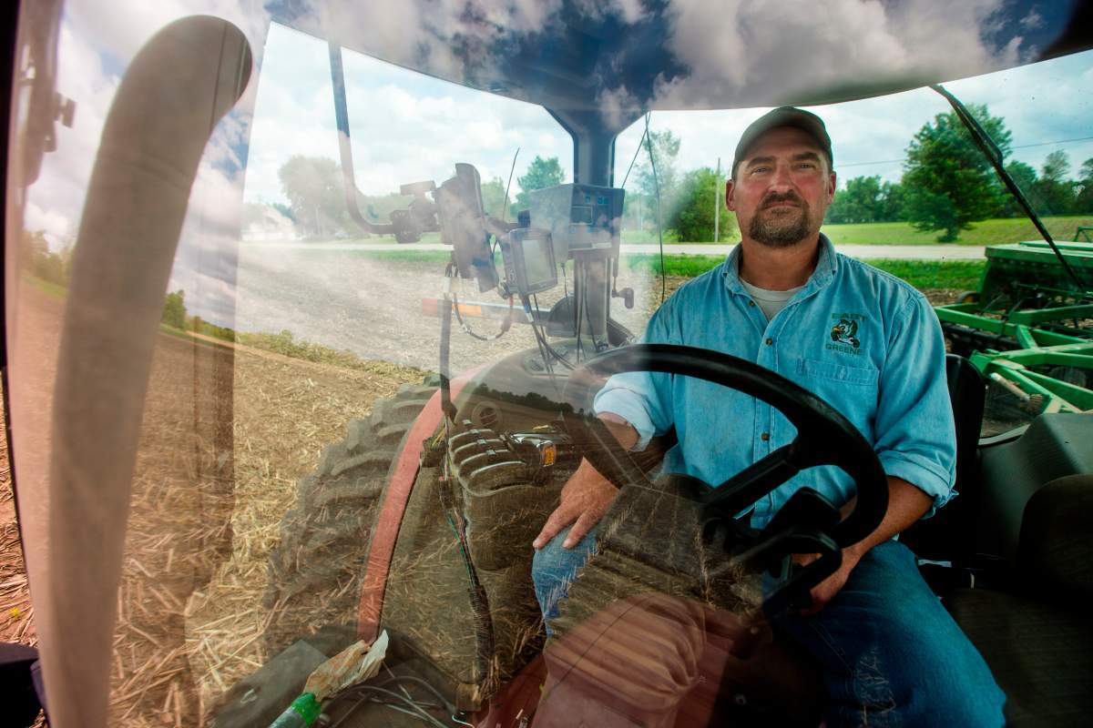 In this May 22, 2019, photo, farmer Tim Bardole plants a field near Perry, Iowa.