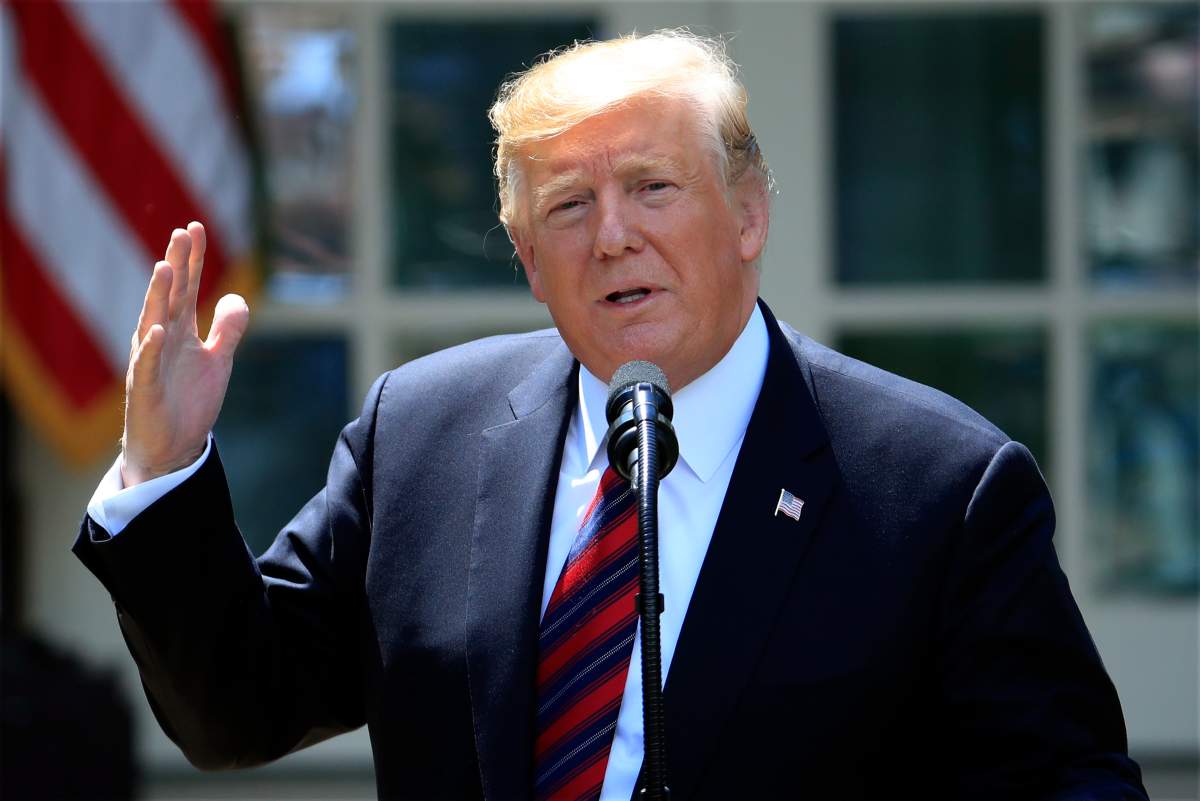 FILE - In this May 16, 2019, file photo, President Donald Trump speaks in the Rose Garden of the White House in Washington.