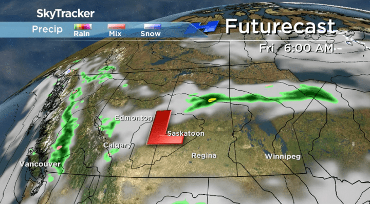 A low pressure system slowly sliding south will bring in some clouds to finish the week on Friday.