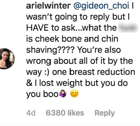 Ariel Winter lashes out at trolls over plastic surgery rumours - image