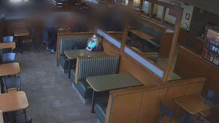 Mekayla Bali is seen on surveillance footage at a Tim Horton’s in Yorkton, Sask., on the day of her disappearance