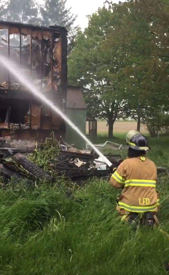 Fire crews battled a blaze at a vacant home on Colonel Talbot Road on Thursday afternoon. 