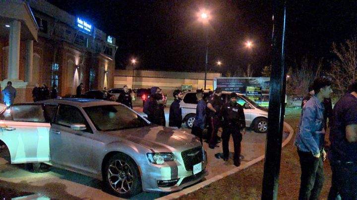 Calgary police investigate after multiple shots were fired at northeast parkiing lot on Sunday, May 5, 2019. 