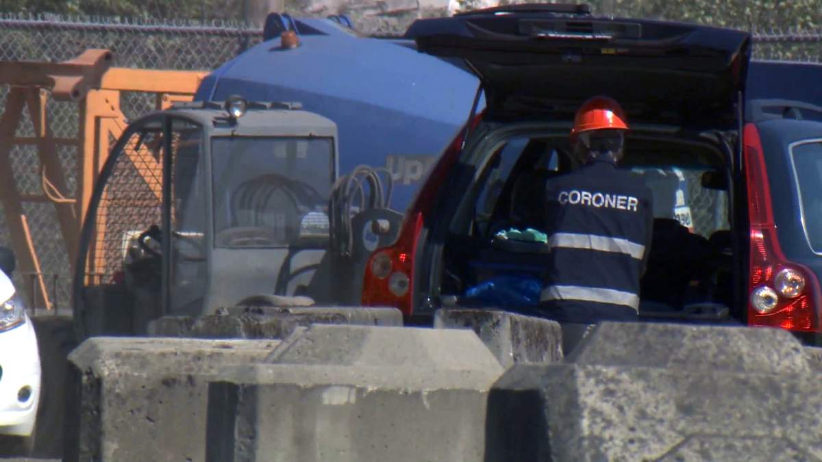 The BC Coroners Service on the scene of a fatal workplace accident in Vancouver on Tuesday. 