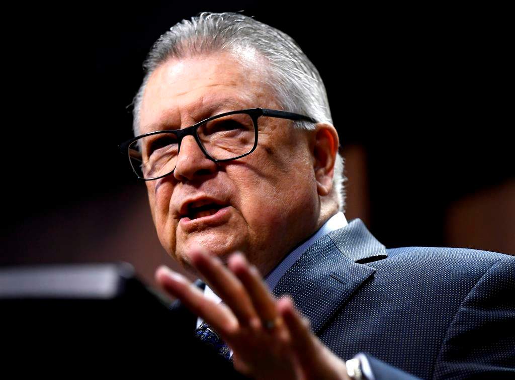Minister of Public Safety and Emergency Preparedness Ralph Goodale speaks during an announcement on Parliament Hill in Ottawa on Thursday, May 16, 2019. The federal government says the military is going to help with Alberta's wildfire fight.Goodale says Alberta asked for Canadian Armed Forces assistance and the federal government has accepted the request. THE CANADIAN PRESS/Justin Tang.