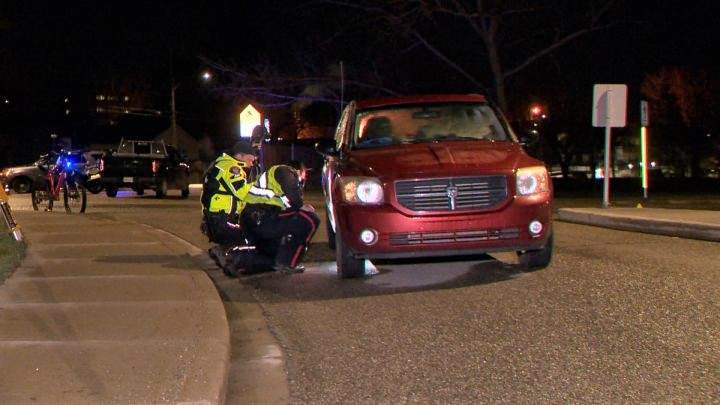 Calgary police are investigating after a cyclist was struck by a vehicle in the area of 8 Avenue N.W. and 19 Street N.W. on Wednesday, May 8, 2019. 