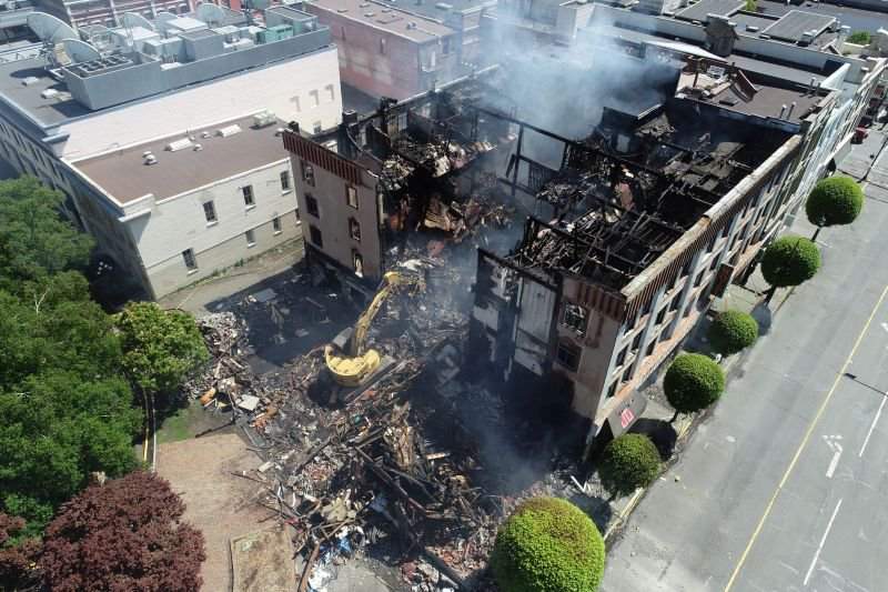 The Plaza Hotel was gutted by a fire that broke out Monday morning. 