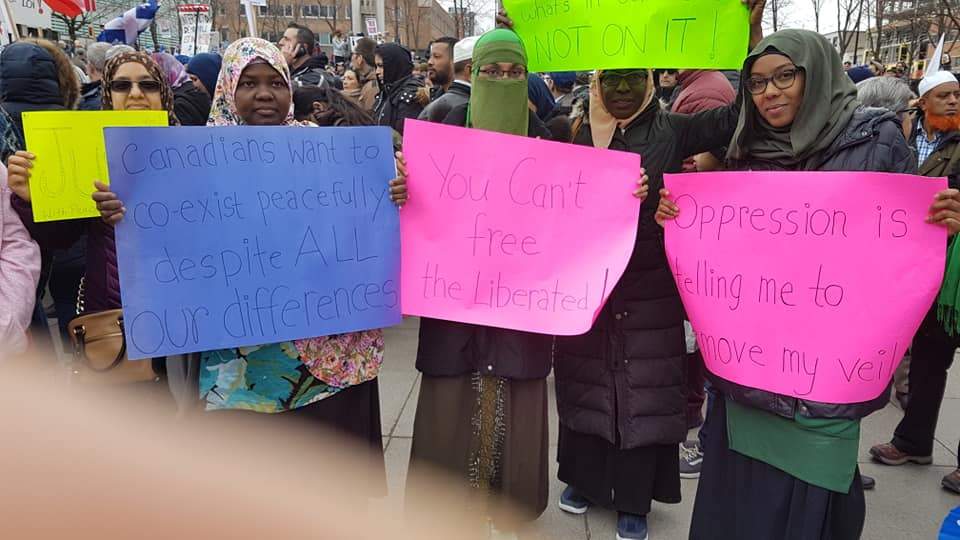 Fatima Ahmad attends protests against Bill 21, which demands that people in positions of authority not wear their religious symbols. She says she was attacked by a man at Charlevoix Metro for wearing a niqab.