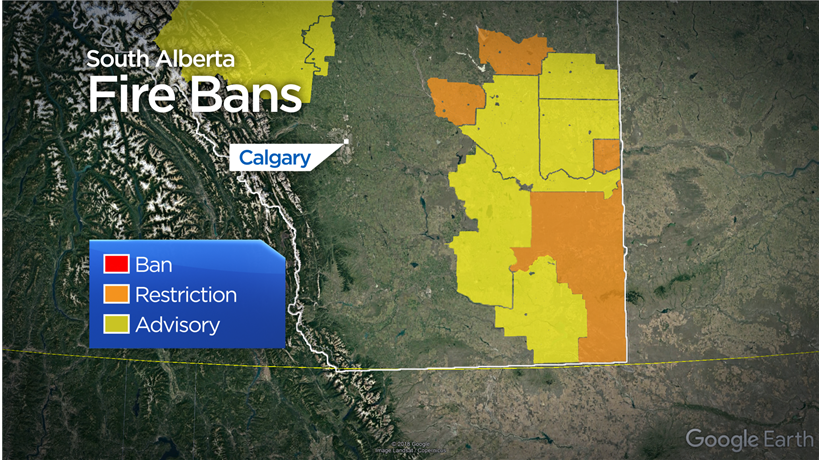 Fire bans in place across southern Alberta on May 20, 2019.