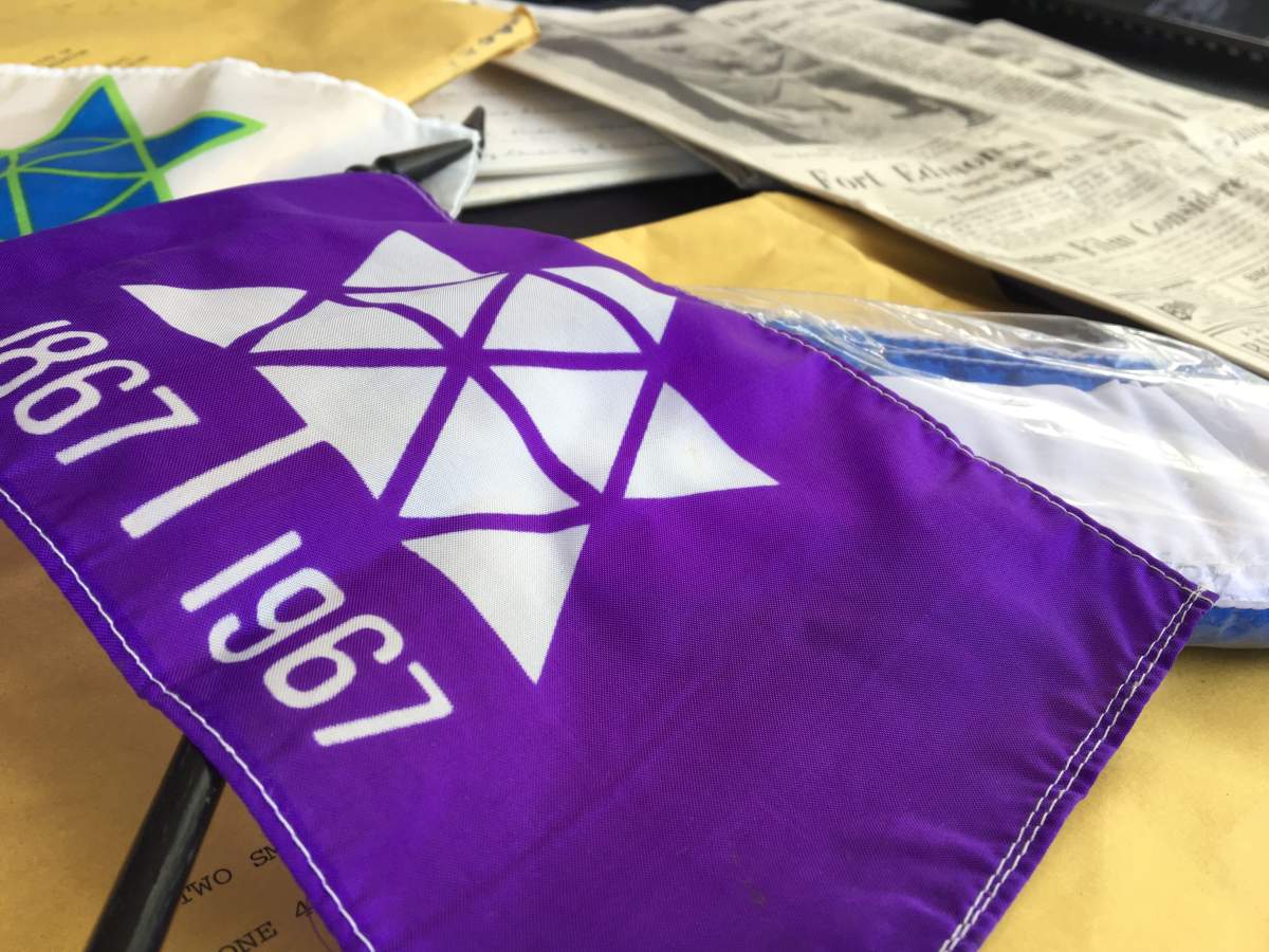 Items from the 1967 centennial capsule unearthed at Fort Edmonton Park on Wednesday, May 22, 2019.