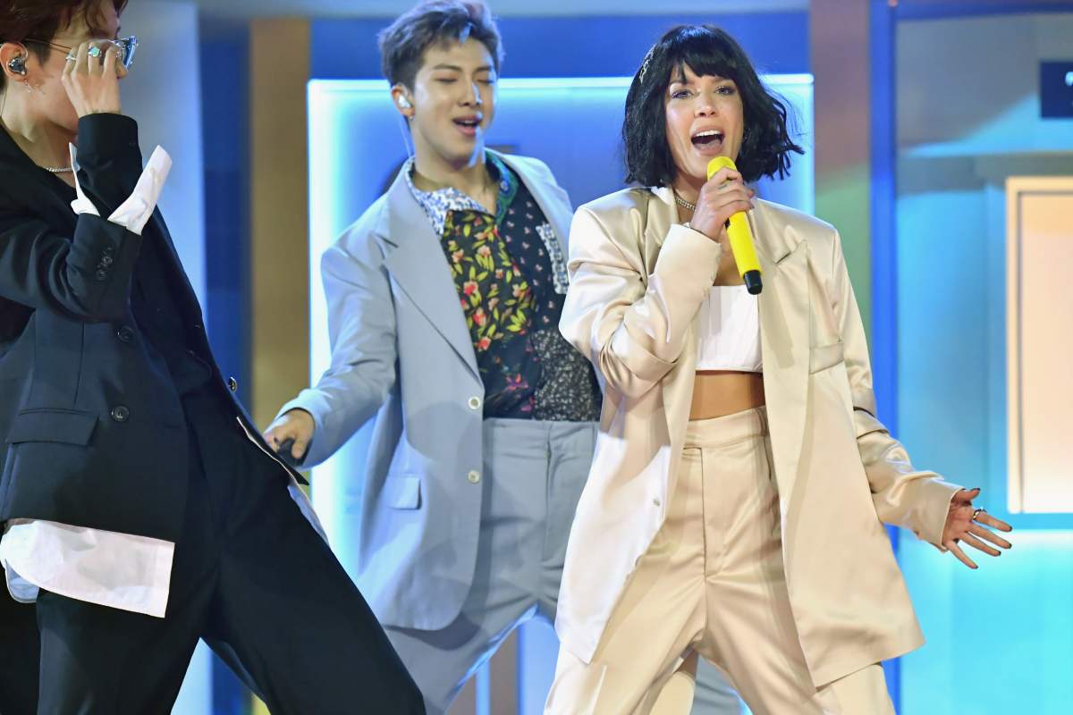 Halsey (R) and BTS perform onstage during the 2019 Billboard Music Awards at MGM Grand Garden Arena on May 1, 2019 in Las Vegas, Nev.