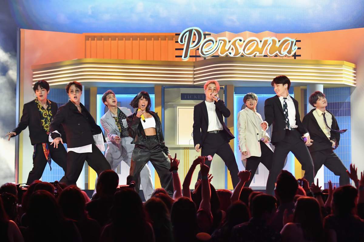 Halsey (fourth from left) and BTS perform onstage during the 2019 Billboard Music Awards at MGM Grand Garden Arena on May 1, 2019 in Las Vegas, Nev.