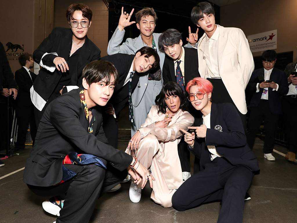 BTS and Halsey (C) at the 2019 BBMAs at the MGM Grand, in Las Vegas, Nev.