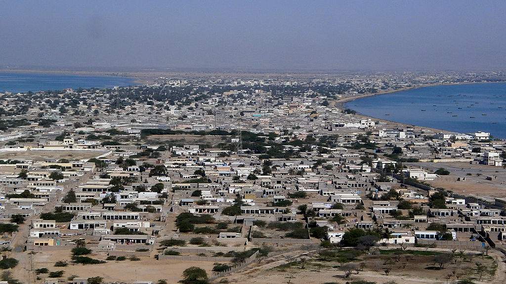This photograph taken on February 12, 2013 shows the residential area of Gwadar port in the Arabian Sea.    