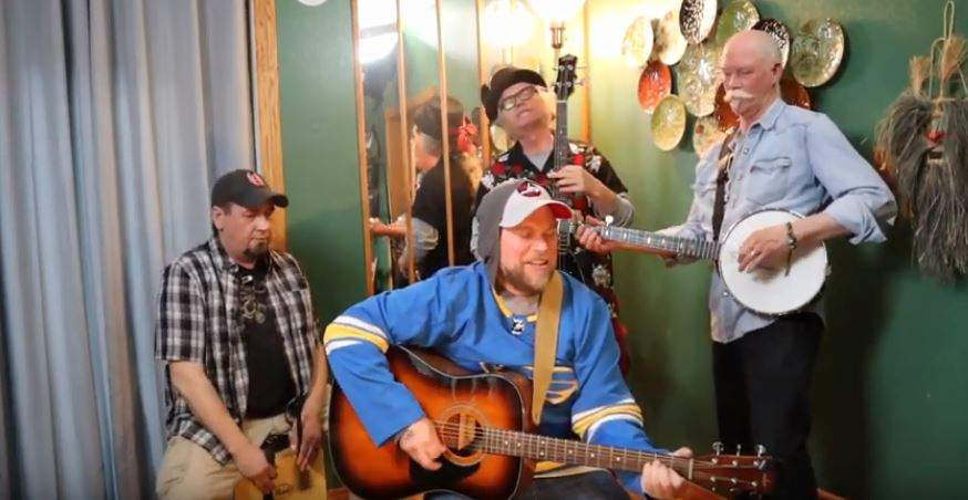 Winnipeg Jets fans (from left) Paul Pommer, Josh Kapitan, Patrick Boggs and John Redekop. 
