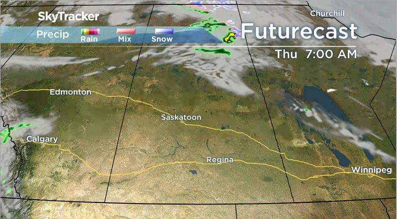 High pressure builds into Thursday across Saskatchewan.