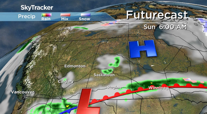 High pressure starts to clear skies out with a few pockets of showers possible at times on Sunday.