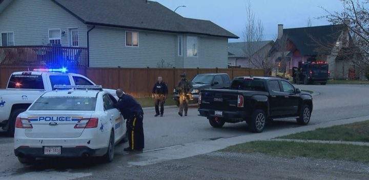 There was a large police presence outside a High River home on Tuesday night.