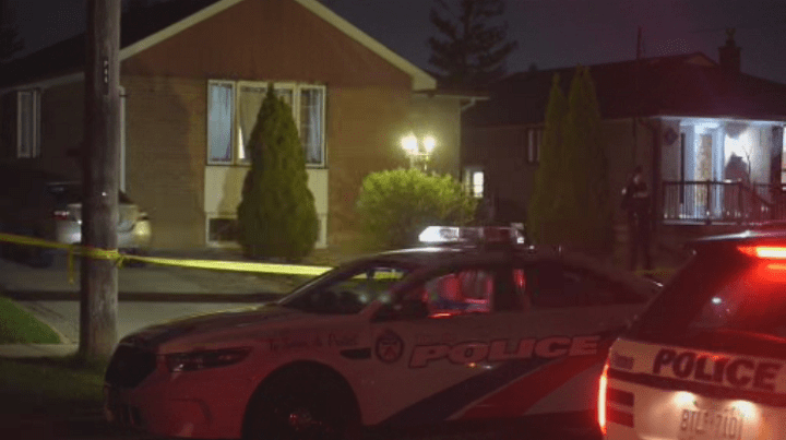 Toronto police at a residence on Hinton Road for a stabbing Monday morning.