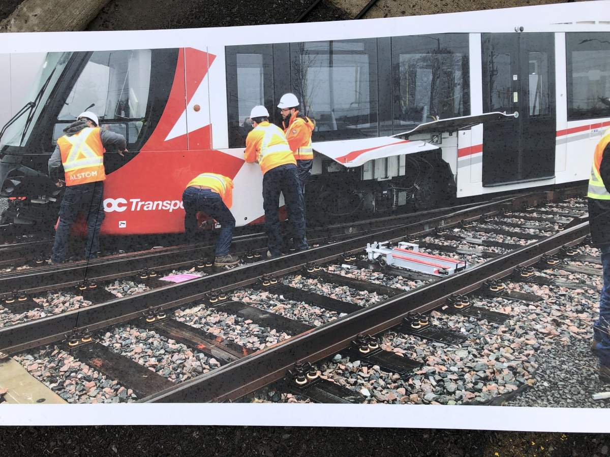 An image of the derailment that occurred Friday, provided by OC Transpo.