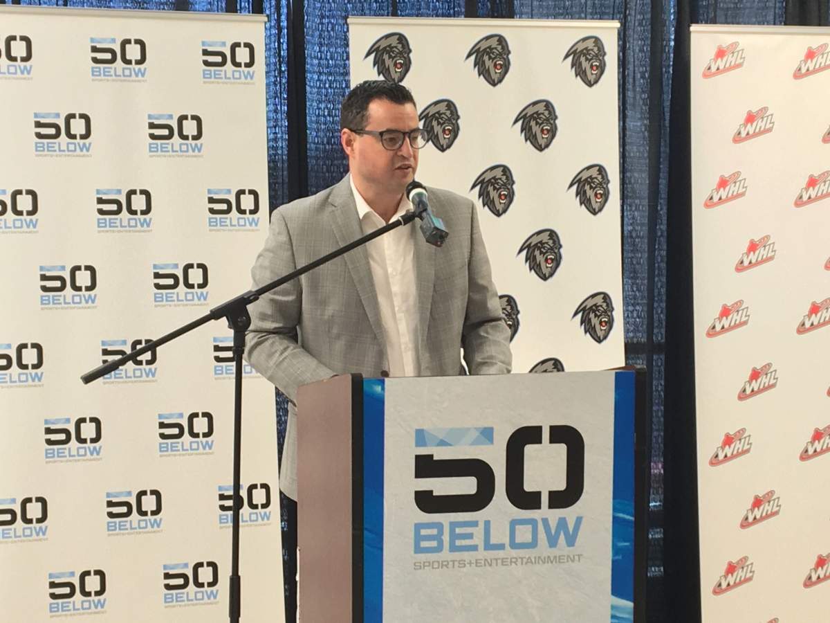 Winnipeg Ice president and general manager Matt Cockell announcing proposed changes to Wayne Fleming Arena.