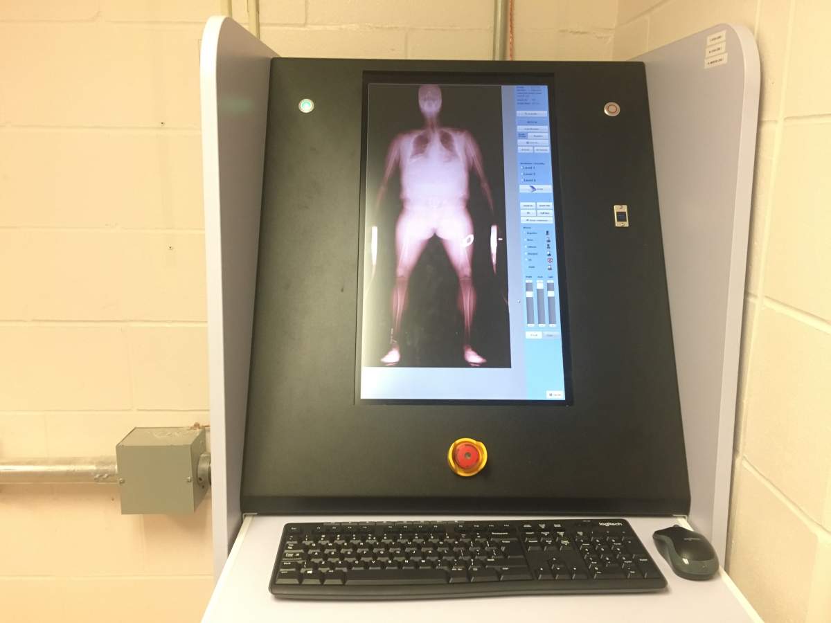 The new body scanner at the Winnipeg Remand Centre.