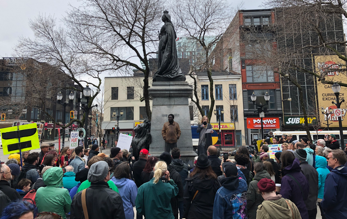 A general strike against the Ford government was held in downtown Hamilton and in cities across the province on Wednesday.
