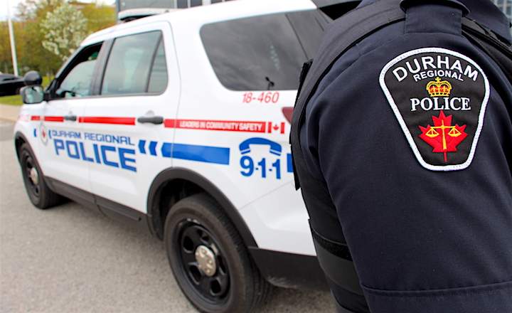 Durham Regional Police Service cruiser and shoulder patch logo stock.