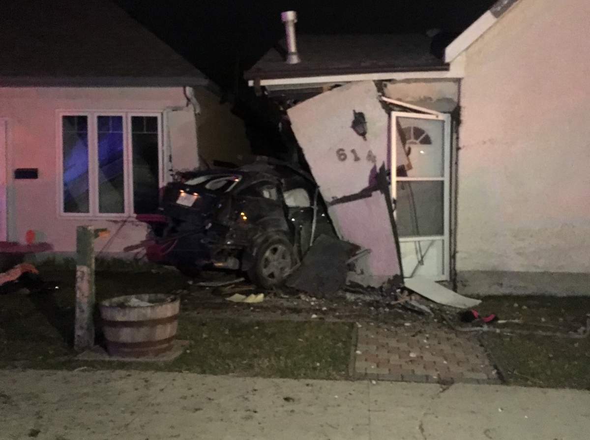 A car hit a house in the 600-block of Talbot Avenue Friday.