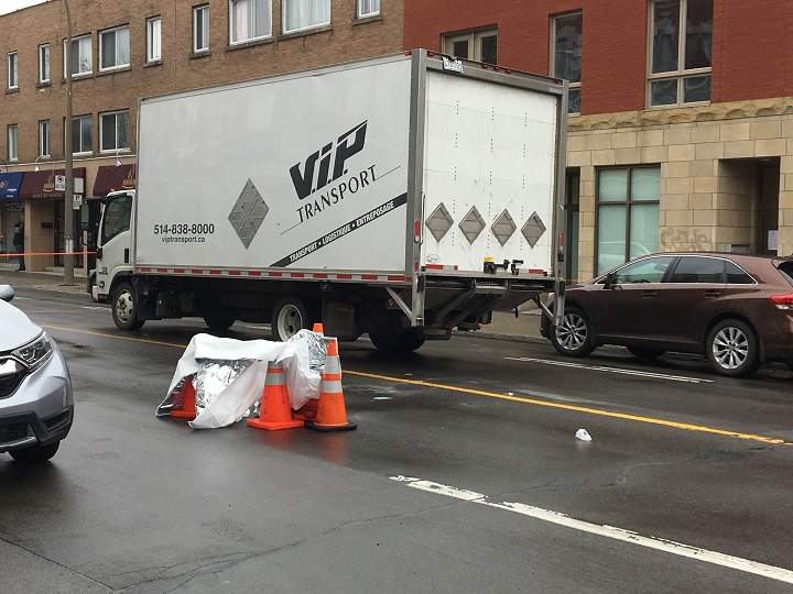 Montreal police are investigating after a 16-year-old girl was struck by a truck in Rosemont. Friday, May 3, 2019.