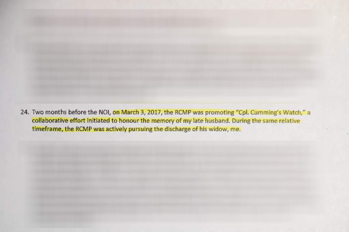 A portion of Marina Cumming’s affidavit.