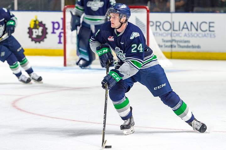 The Kelowna Rockets acquired three players from the Seattle Thunderbirds on Thursday, including defenceman Jake Lee, above.