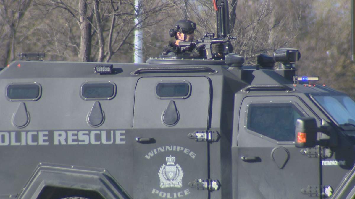 The Winnipeg Police’s armoured vehicle was on scene.