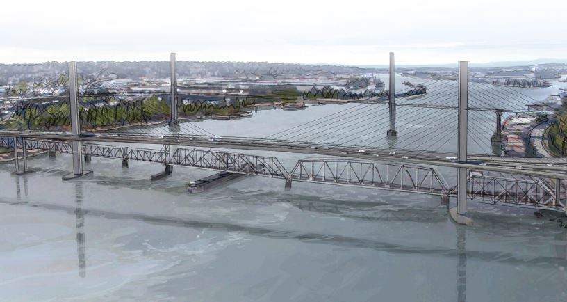 An artist\’s rendering of the new Pattullo Bridge.