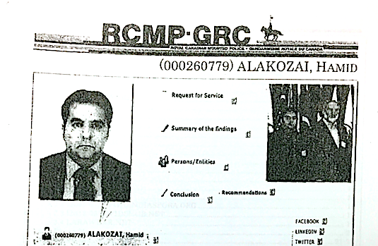 Page from the RCMP’s security screening investigation.