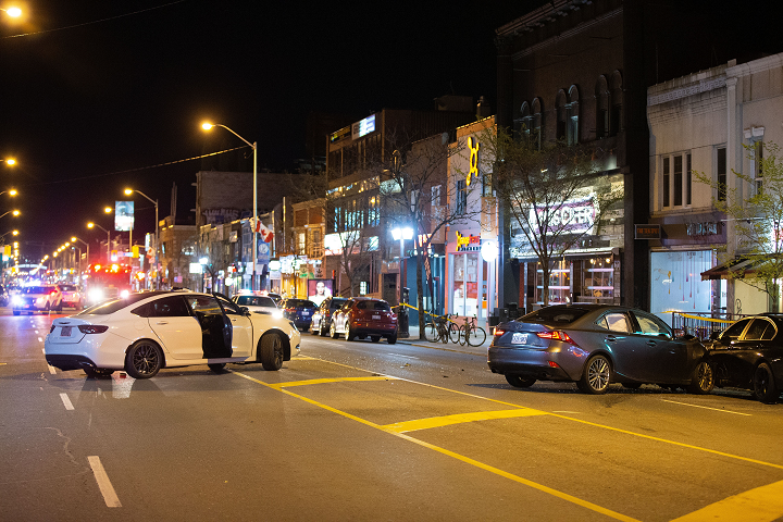 Police said the two vehicles allegedly involved in the shooting near Bloor and Castle Frank were involved in a crash near Danforth and Chester.