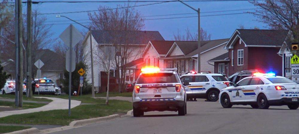 Police attend a standoff in Moncton on Sunday, May 20, 2019. 
