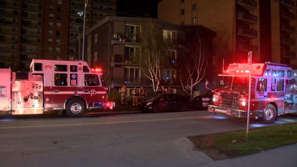Calgary firefighters respond to a fire in a Beltline apartment on May 23, 2019.